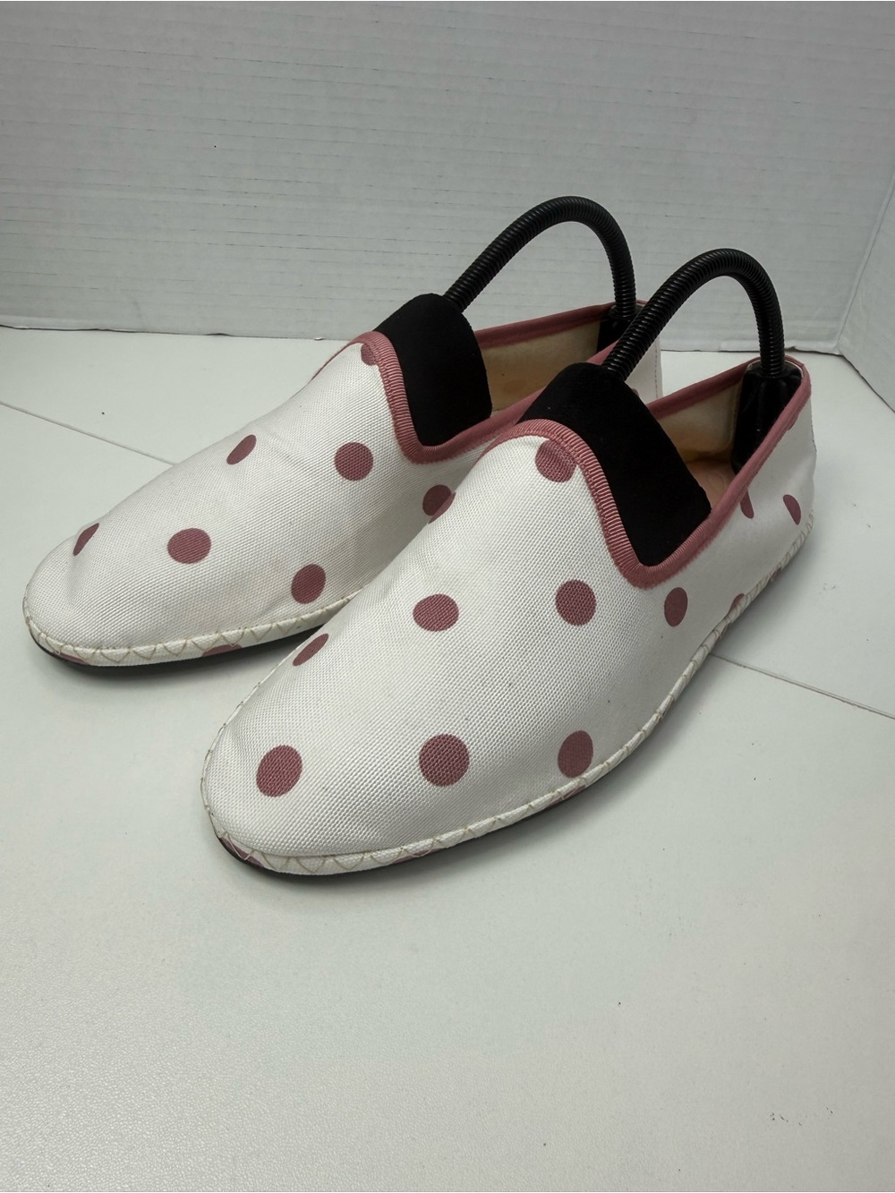 J. Crew Cream Canvas Flats with Rose Polka Dots size 8.5 - Picture 9 of 11